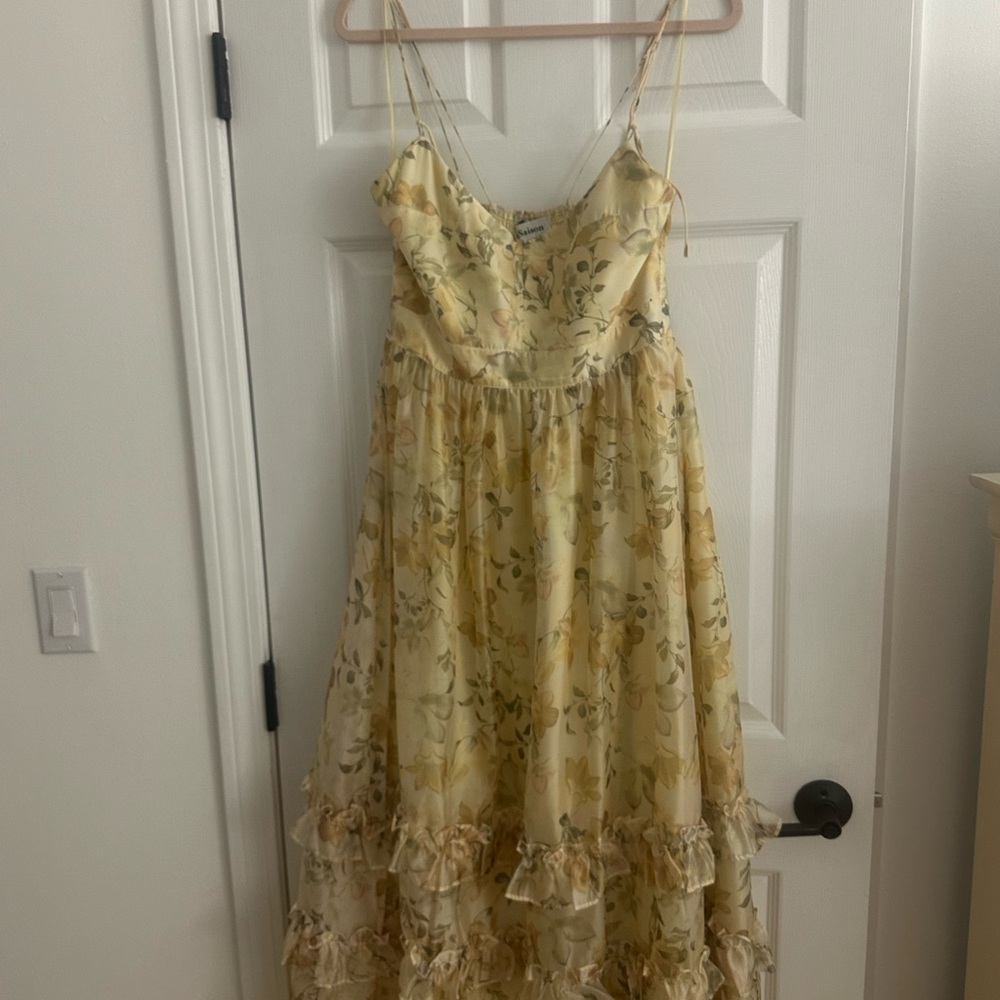 En Saison Yellow Floral Smocked Dress